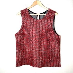 Banana Republic Red Tweed Sleeveless Blouse Top Shirt Size XL B176